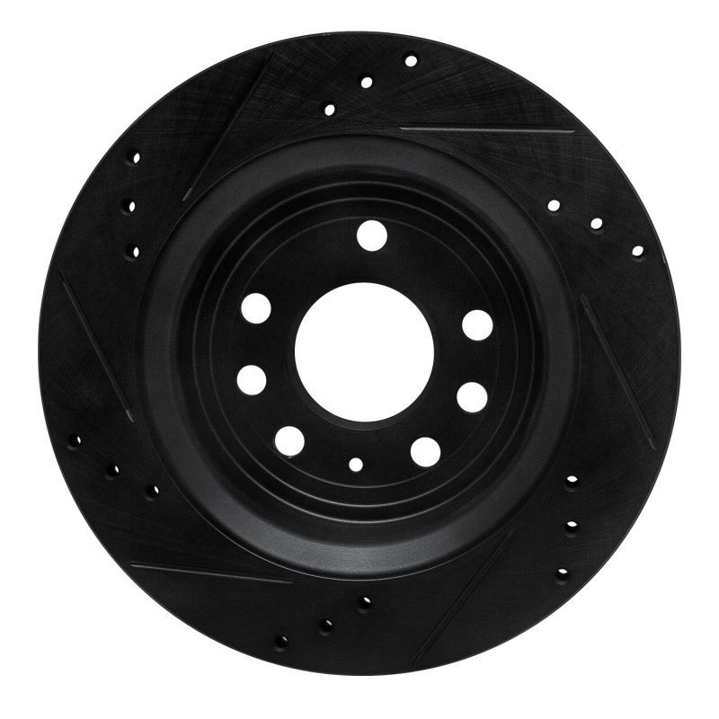 Cadillac BLS Brake Rotor (1) - Rear Right - R1 Concepts - Drilled & Slotted - Black - `03-`11